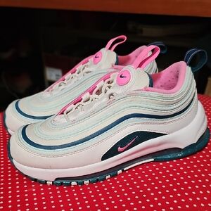Nike Air Max 97 Sneakers Pink and Blue In Little Girls size 1Y
